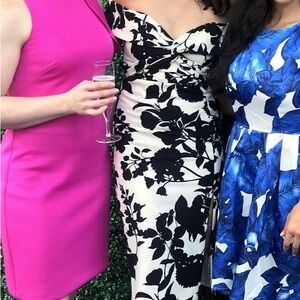 Bardot Black and White Strapless Sweetheart Dress